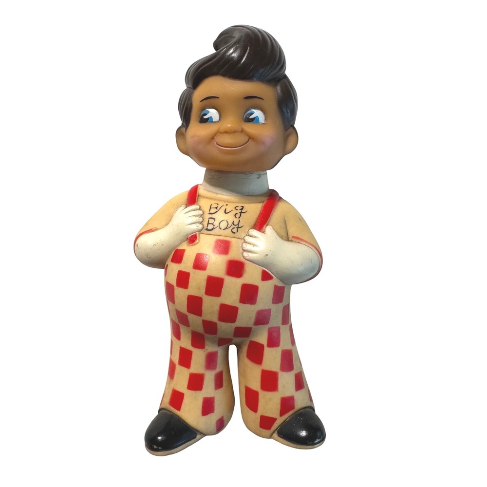 Vintage Big Boy Coin Bank Red Checker Overalls‎ Collectible Nostalgic